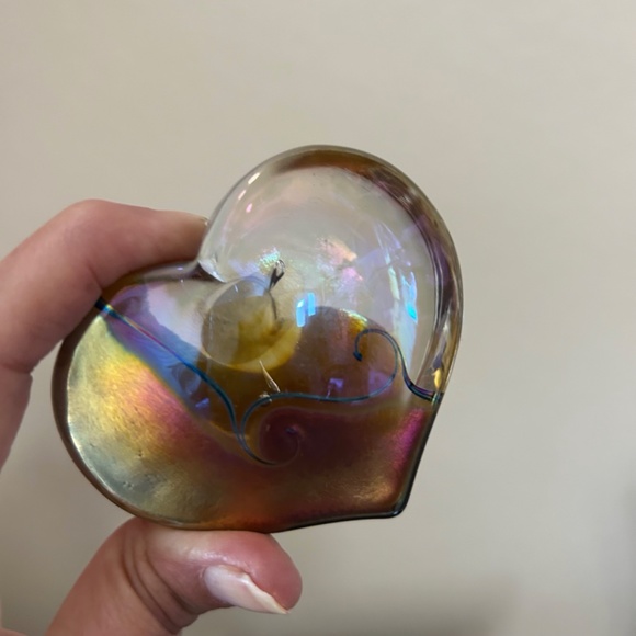 Robert Held RHAG Art Glass Gold Iridescent Swirl Heart. - Picture 2 of 6